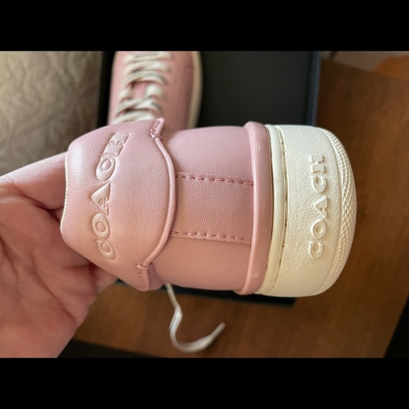 Coach Shoes | Coach Clip Leather Low Top Tennis Shoes Pink - Size 6 - Picture 9 of 12